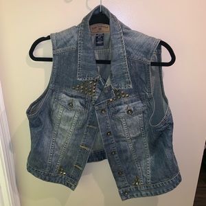 Denim vest with studs